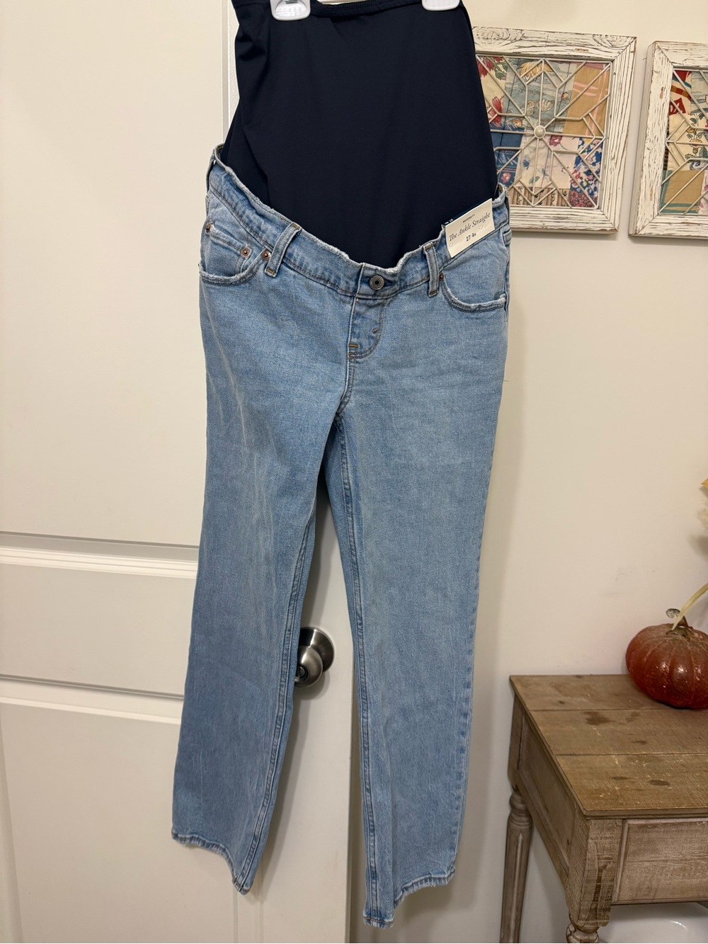 Abercrombie & Fitch Light Wash Straight-Leg Jeans-MATERNITY